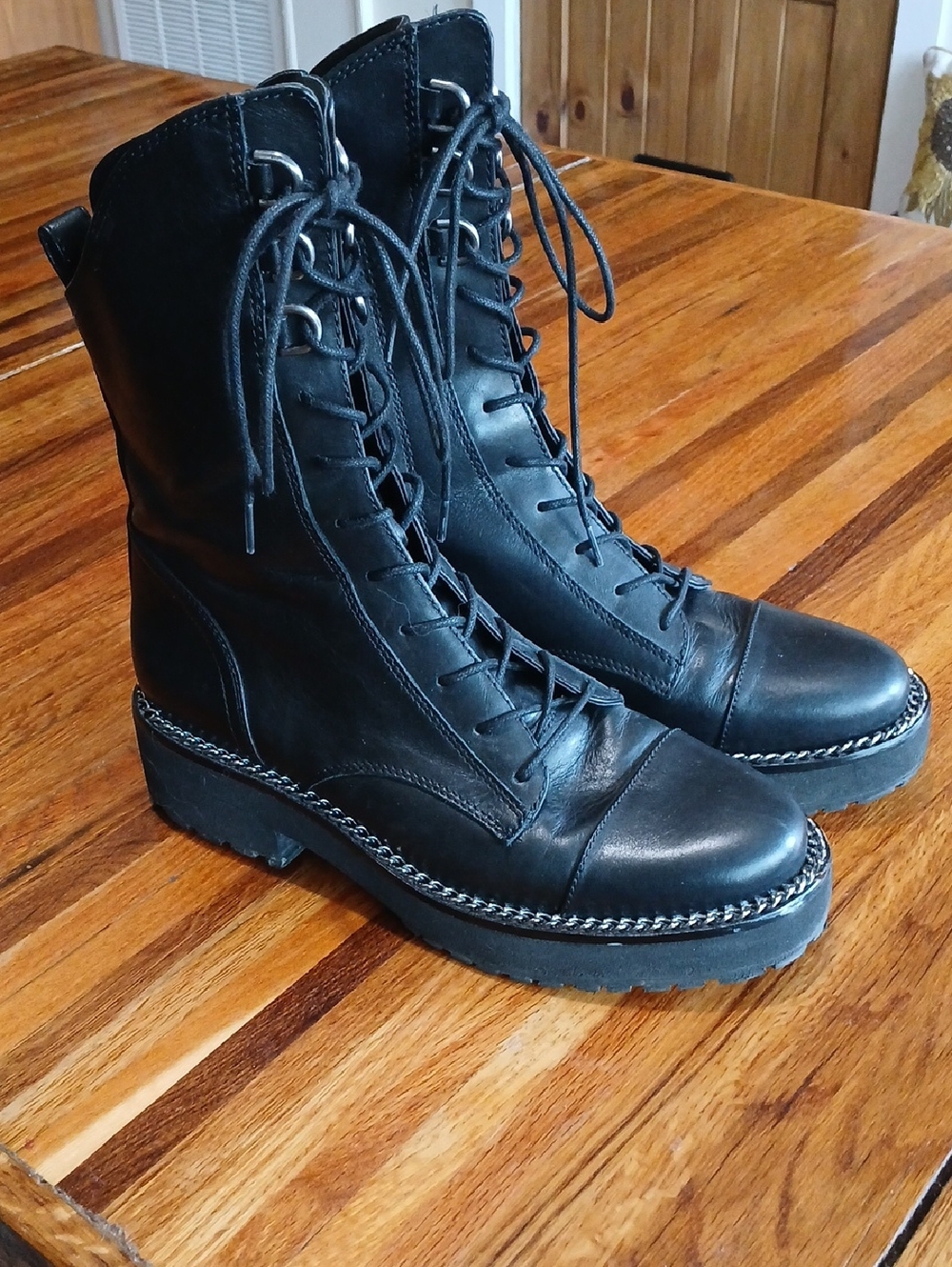 Sam Edelman Lenley Leather Combat Boots - 8